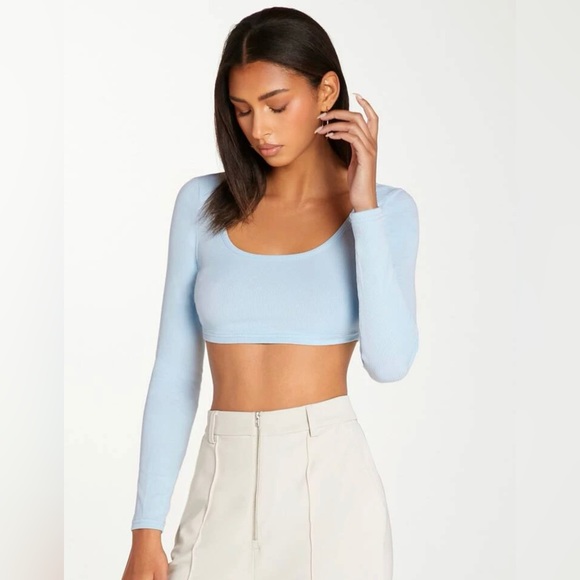 Long sleeve Baby blue crop top - Picture 2 of 2